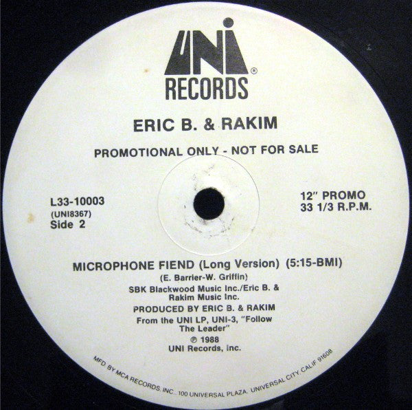 Eric B. & Rakim : Microphone Fiend (12", Promo)