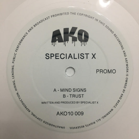 Specialist X : Mind Signs / Trust (10", Promo, Whi)
