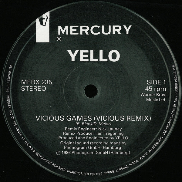 Yello : Vicious Games (12", Single)