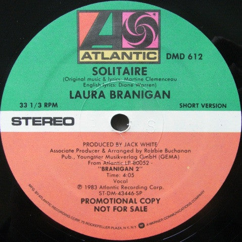 Laura Branigan : Solitaire (12", Promo)