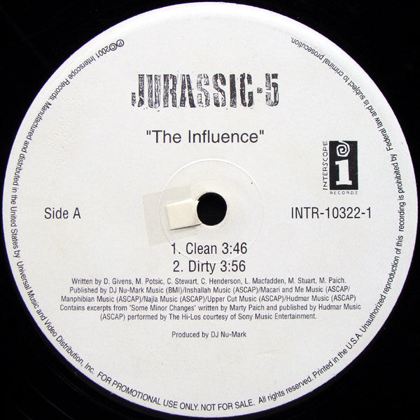 Jurassic 5 : The Influence (12", Promo)