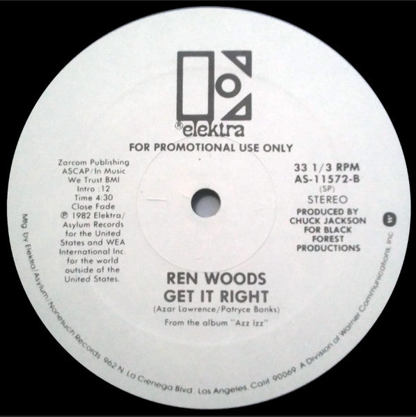Ren Woods : Get It Right (12", Promo)
