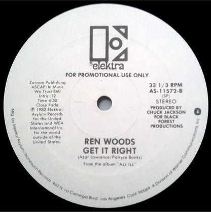 Ren Woods : Get It Right (12", Promo)