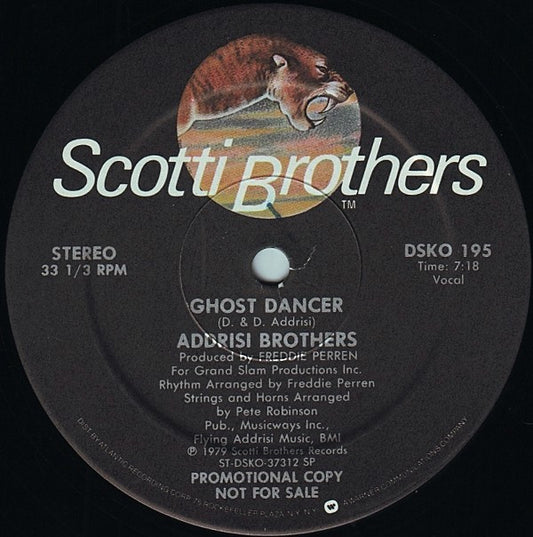 Addrisi Brothers : Ghost Dancer (12", Single, Promo)