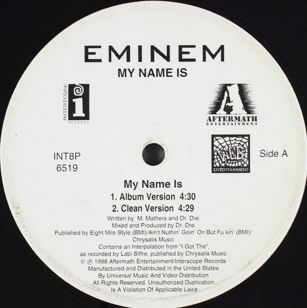 Eminem : My Name Is (12", Promo)