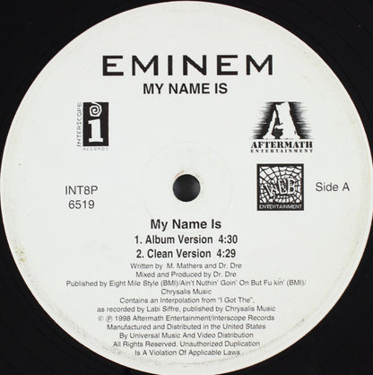 Eminem : My Name Is (12", Promo)