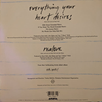 Daryl Hall John Oates* : Everything Your Heart Desires (12")