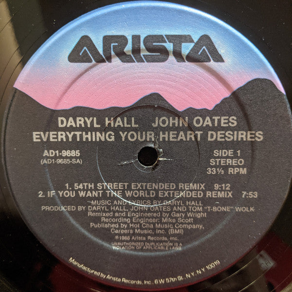 Daryl Hall John Oates* : Everything Your Heart Desires (12")