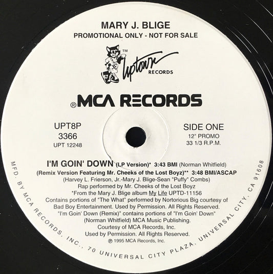 Mary J. Blige : I'm Goin' Down (12", Single, Promo)