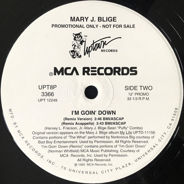 Mary J. Blige : I'm Goin' Down (12", Single, Promo)