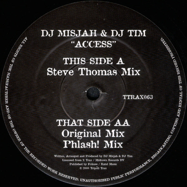 DJ Misjah & DJ Tim : Access (12", D1)