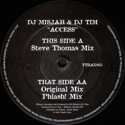DJ Misjah & DJ Tim : Access (12", D1)