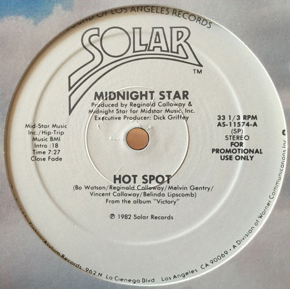 Midnight Star : Hot Spot (12", Mono, Promo)