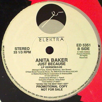 Anita Baker : Just Because (12", Single, Promo)