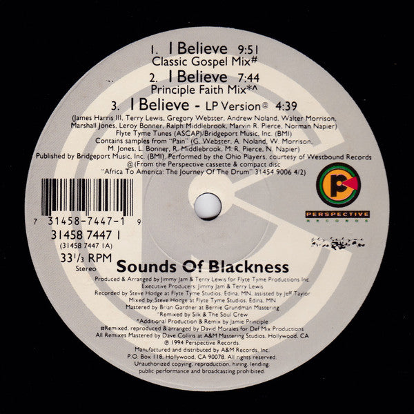 Sounds Of Blackness : I Believe (12")