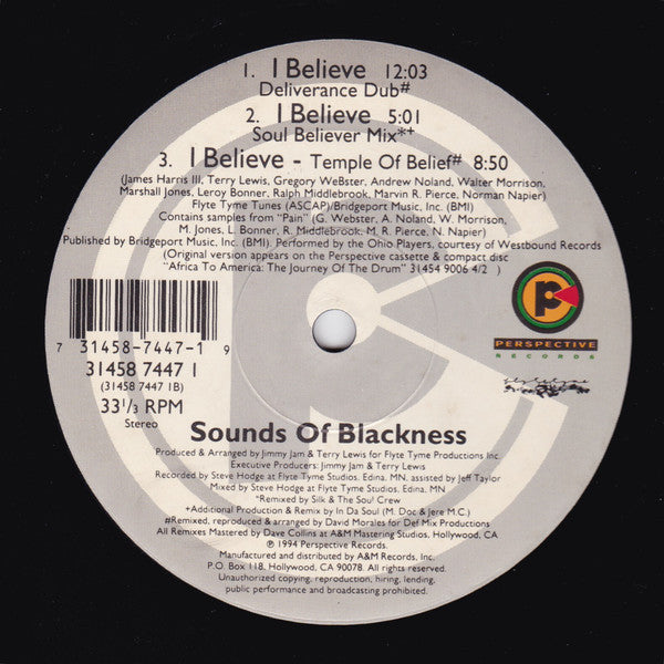 Sounds Of Blackness : I Believe (12")