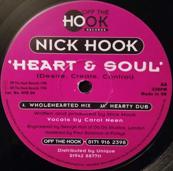 Nick Hook : Heart & Soul (Desire, Create, Control) (12")