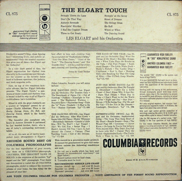 Les Elgart And His Orchestra : The Elgart Touch (LP, Album, Mono)