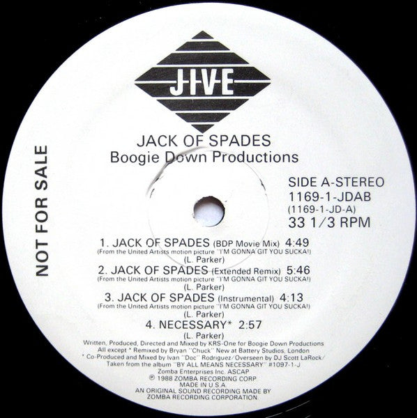 Boogie Down Productions : Jack Of Spades / I'm Still #1 (12", Promo)