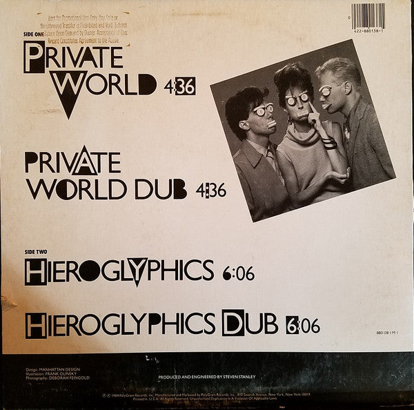 The Vels : Private World (12", Promo, 22 )