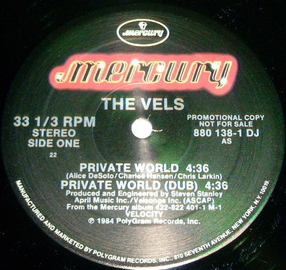The Vels : Private World (12", Promo, 22 )