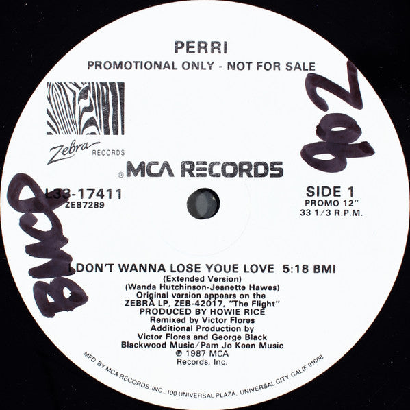 Perri : I Don't Wanna Lose Your Love (12", Promo)