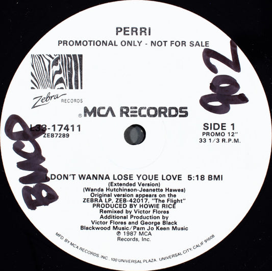 Perri : I Don't Wanna Lose Your Love (12", Promo)