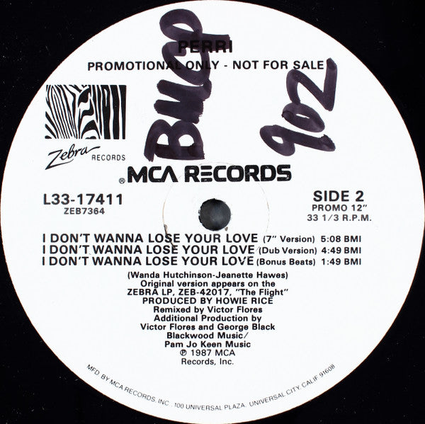 Perri : I Don't Wanna Lose Your Love (12", Promo)