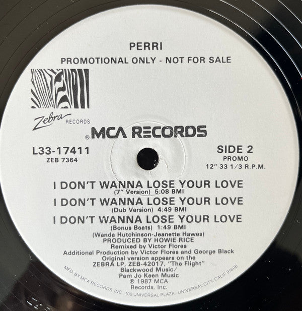 Perri : I Don't Wanna Lose Your Love (12", Promo)