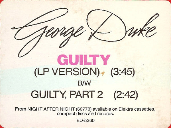 George Duke : Guilty (12", Promo, Spe)
