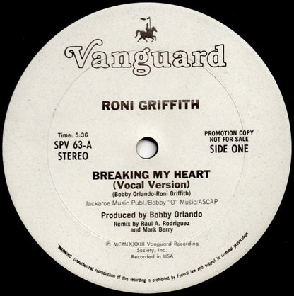 Roni Griffith : Breaking My Heart (12", Promo)