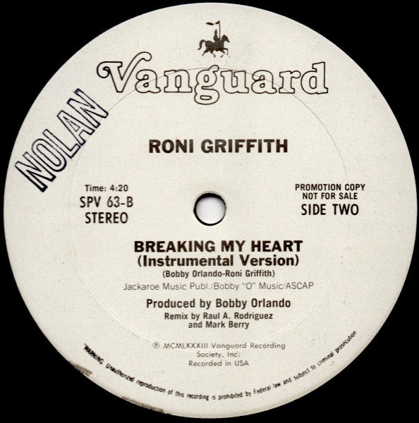 Roni Griffith : Breaking My Heart (12", Promo)