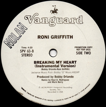 Roni Griffith : Breaking My Heart (12", Promo)