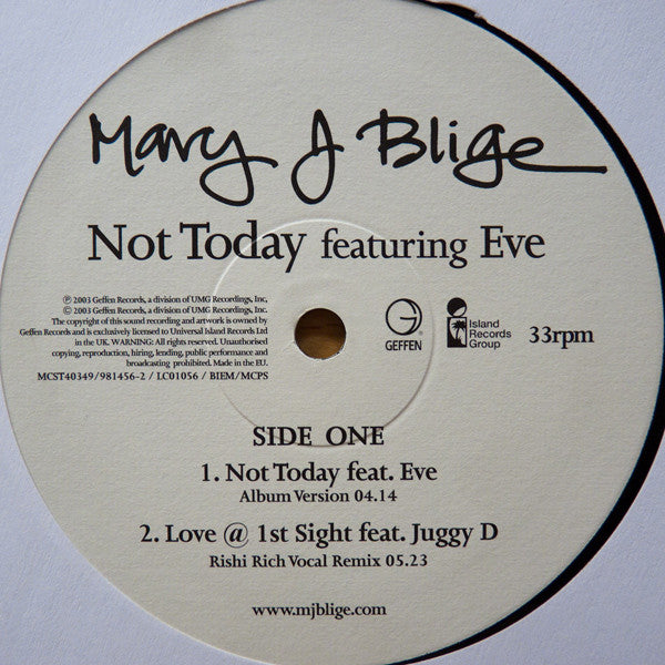 Mary J. Blige : Not Today (12", Single)