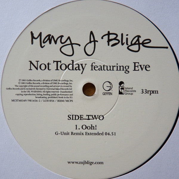 Mary J. Blige : Not Today (12", Single)
