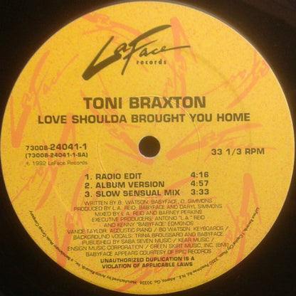 Toni Braxton : Love Shoulda Brought You Home (12", Single)