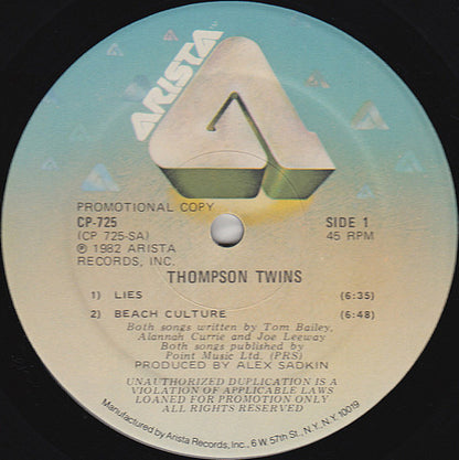Thompson Twins : Lies (12", Promo)