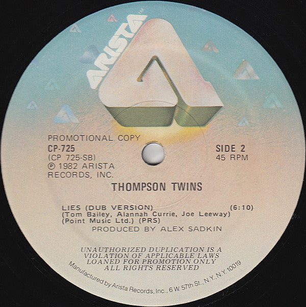 Thompson Twins : Lies (12", Promo)