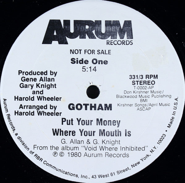 Gotham (2) : Put Your Money Where Your Mouth Is (12", Ltd, Promo)