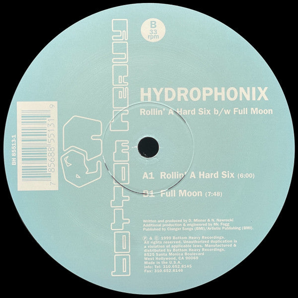 Hydrophonix : Rollin' A Hard Six / Full Moon (12", Single)