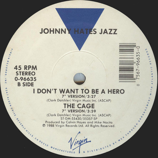 Johnny Hates Jazz : I Don't Want To Be A Hero (12")