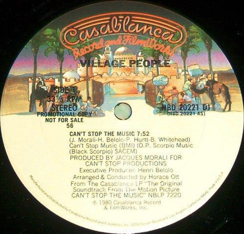 Village People : Can't Stop The Music (12", Single, Promo)