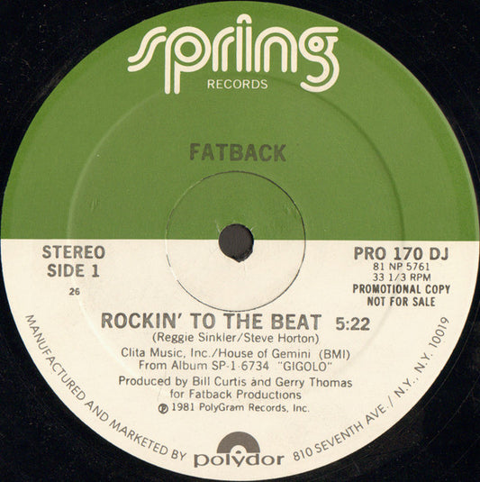 The Fatback Band : Rockin' To The Beat (12", Promo)