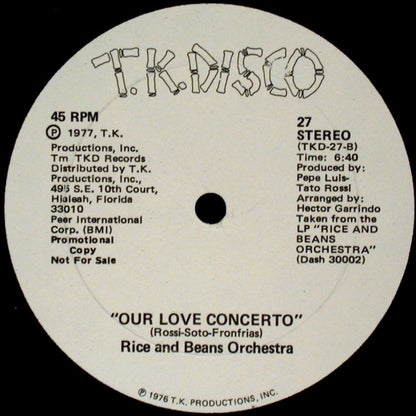 Rice And Beans Orchestra : Disco Dancing / Our Love Concerto (12", Promo)