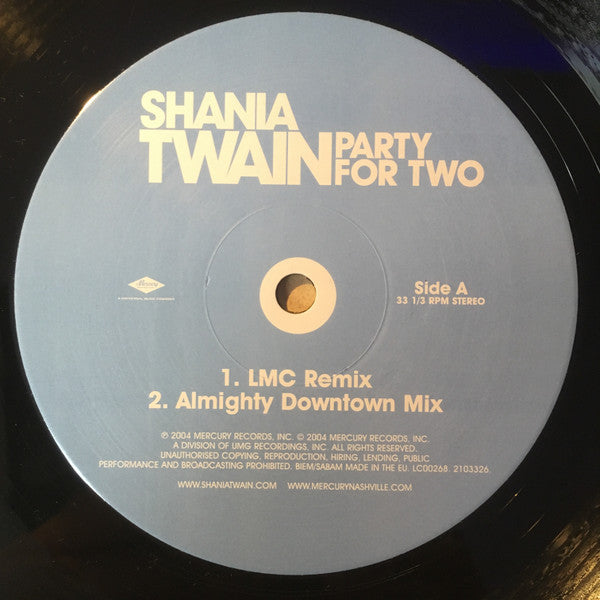 Shania Twain, Mark McGrath : Party For Two (12")