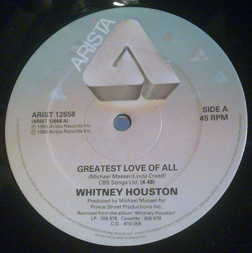 Whitney Houston : Greatest Love Of All (12")