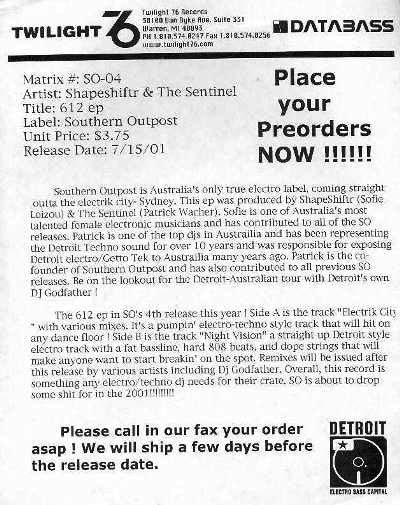ShapeShiftr & The Sentinel (2) : +612 EP (12", EP, Promo, W/Lbl)