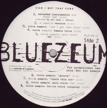 Bluezeum : Can I Get That Funk (12", Promo)