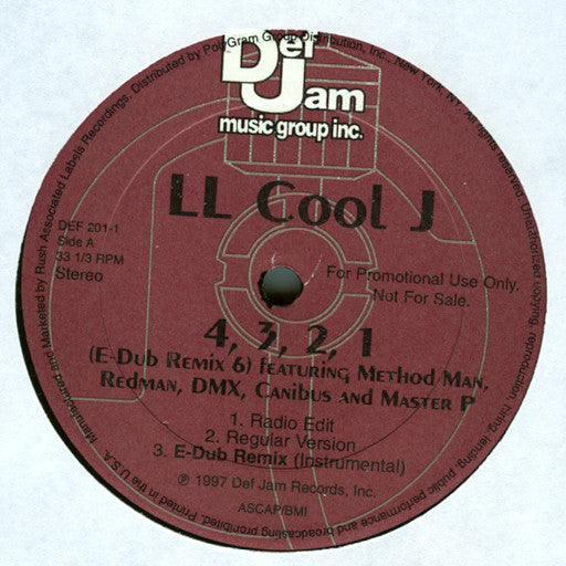 LL Cool J : 4, 3, 2, 1 (12", Single, Promo)