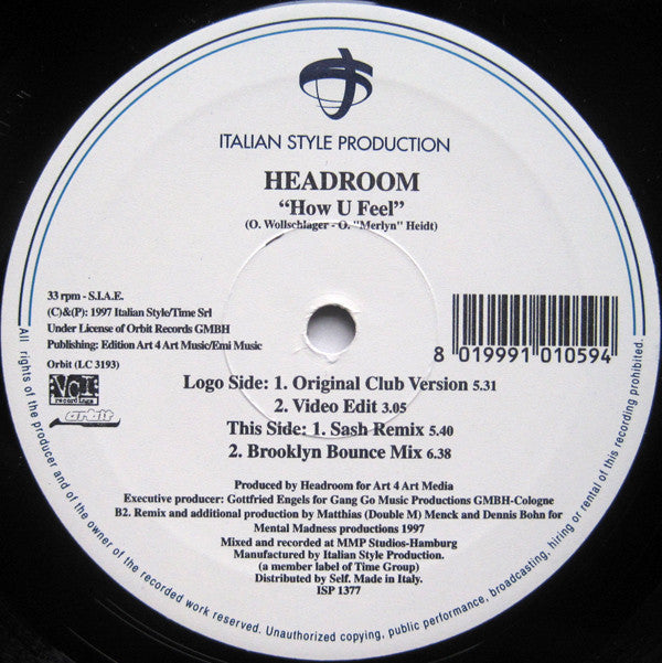 Headroom* : How U Feel (12")